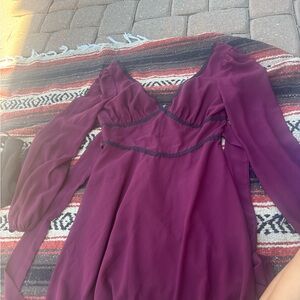 Forever 21 Red Long Sleeve V-Neck Dress for Weddings